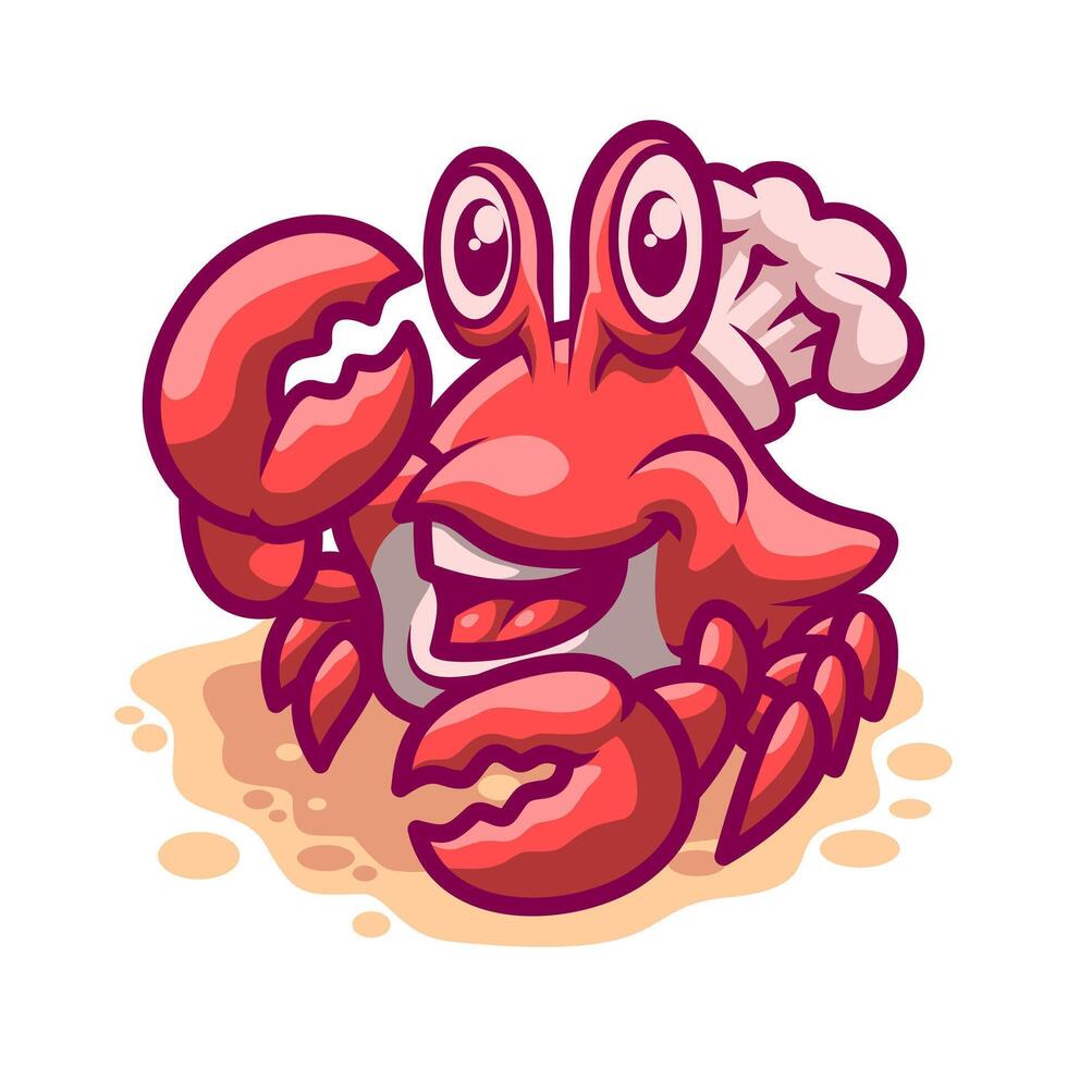 Cute Chef Crab Mascot Illustration great for your brand business vector