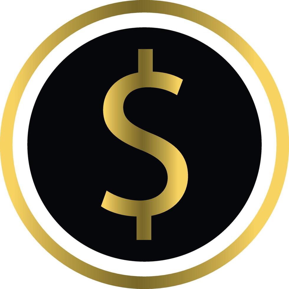 illustration of gold color dollar icon design on a white background vector