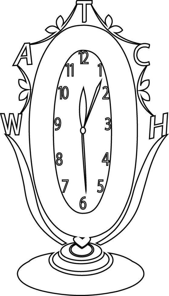 Beautiful table clock line art design on a white background vector