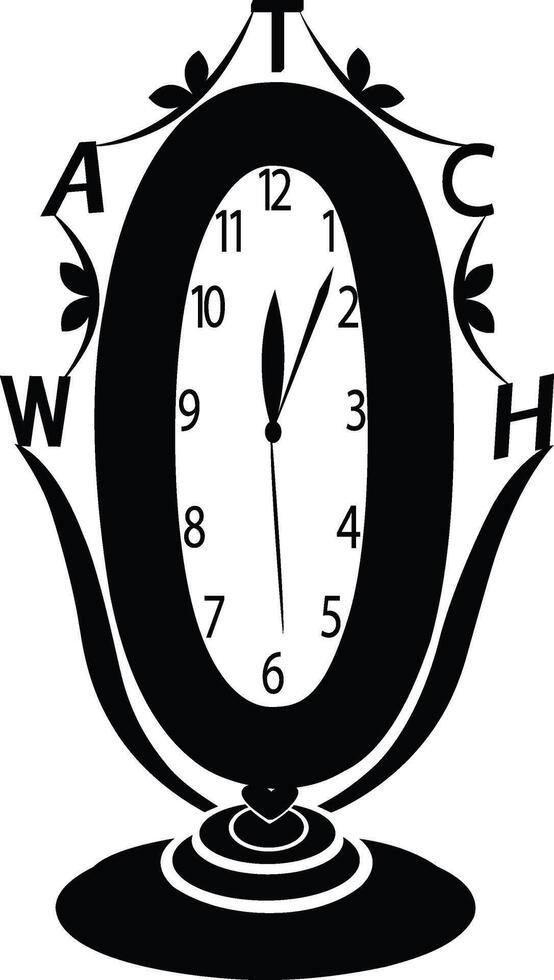 Beautiful table clock silhouette design on a white background vector
