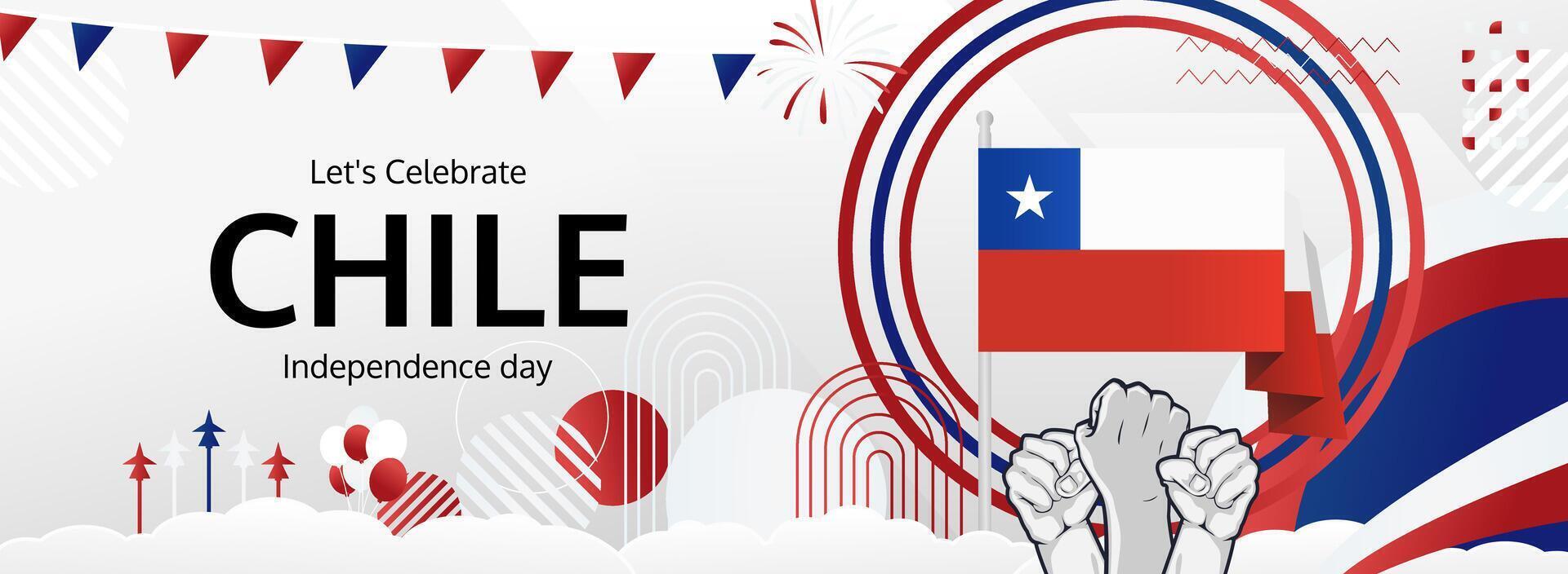 Chile's Independence Day horizontal banner. Chile observes September 18th as National Day. Banners for national holiday celebrations, promotions, advertisements, and sales vector
