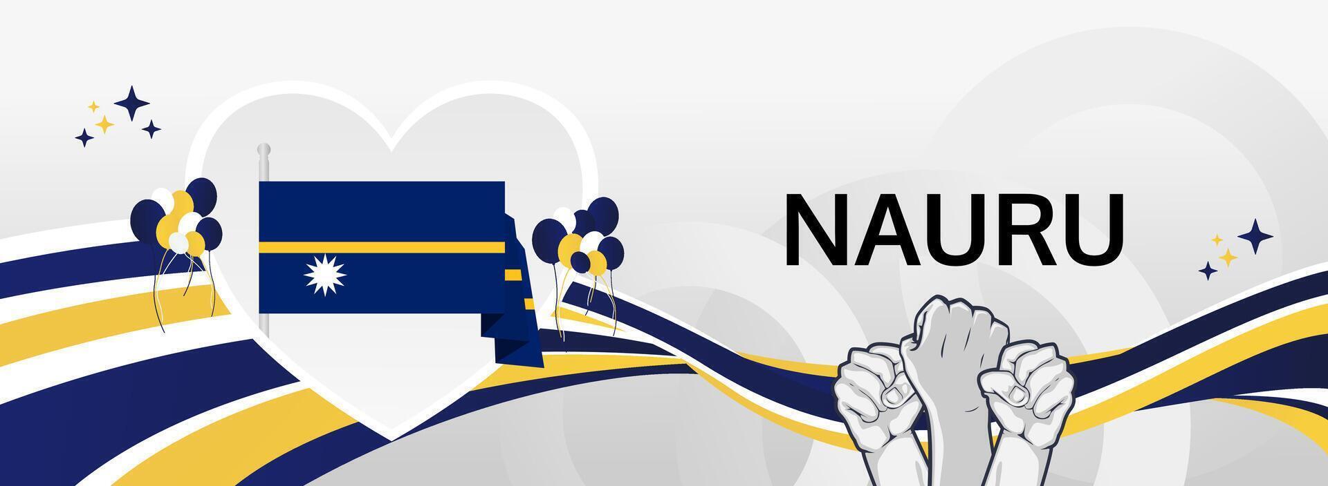 Nauru Independence Day Flyer Design. Celebrate Nauru freedom on January 31. A modern flyer template featuring the flag and patriotic symbols, suitable for public announcements. vector