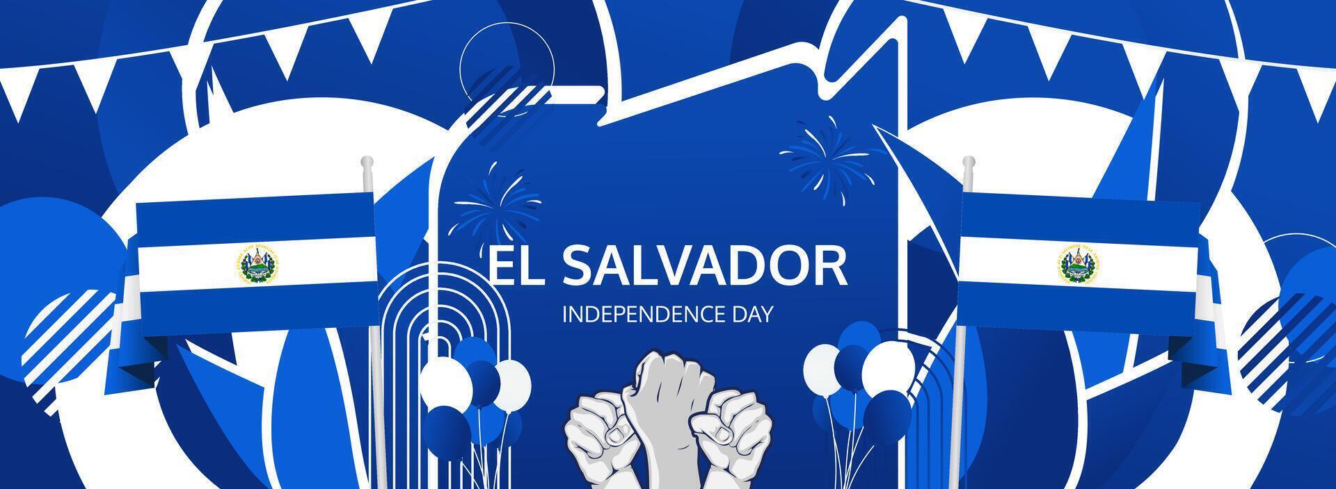 Mark September 15th with an El Salvador Independence Day banner, blending modern design and the national flag for a celebratory vibe vector