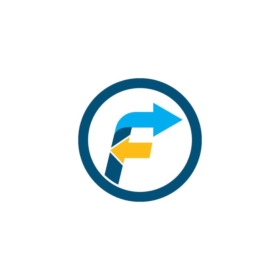 f letter arrow icon logo vector