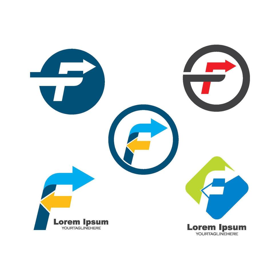 f letter arrow icon logo vector