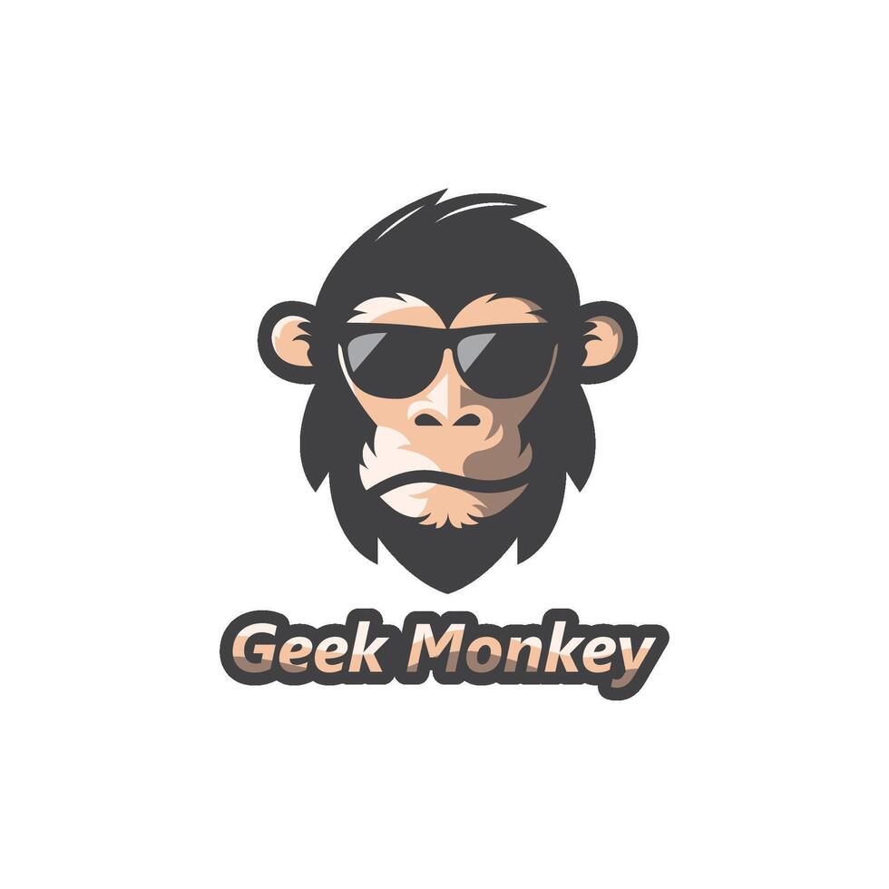 geek monkey icon logo illustration vector