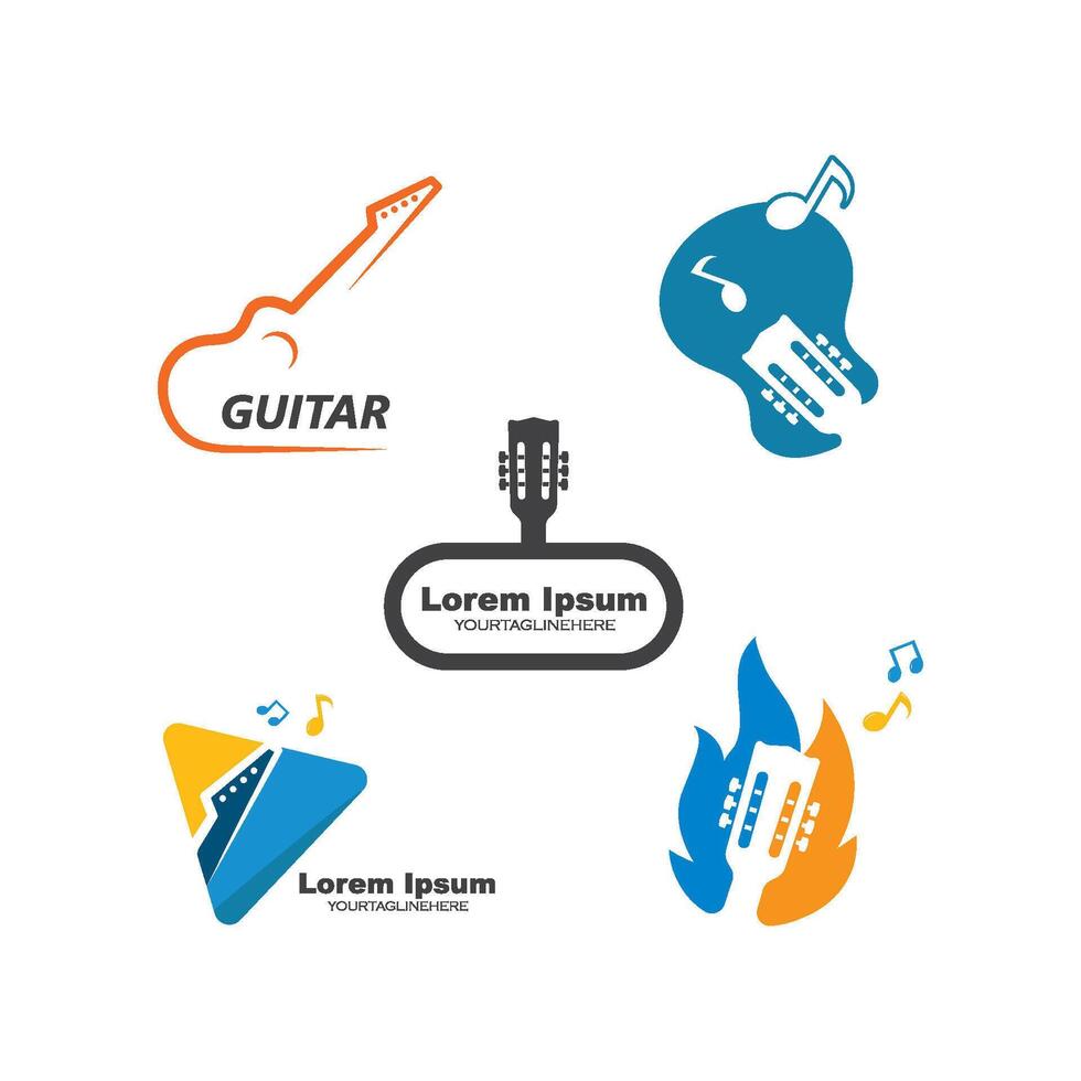 guitar icon logo illustration design vector