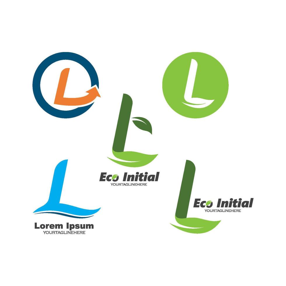 l letter eco leave logo business vector
