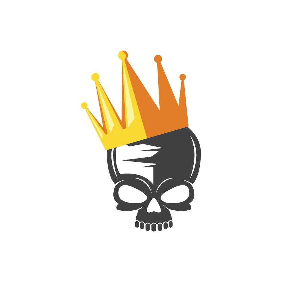 skull bone with golden crown icon logo illustration design vector