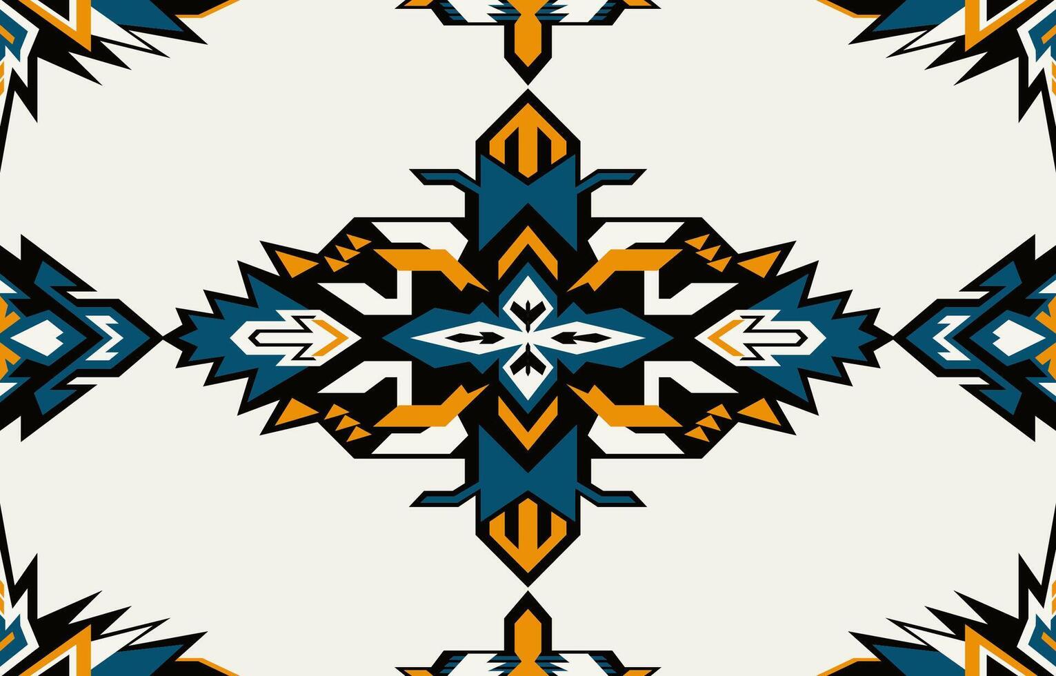 Seamless tribal pattern, black and blue border for carpet and fabric patterns. vector