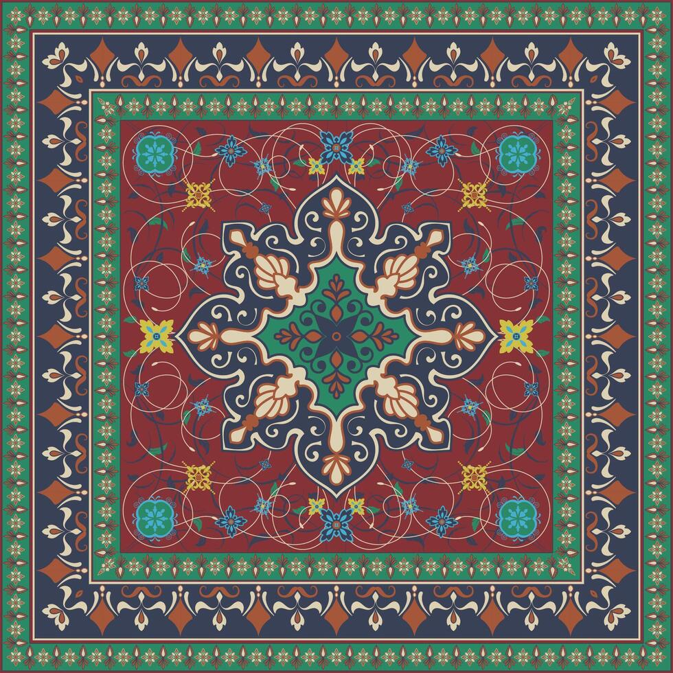 Mat, Abstract Pattern, Vintage Flowers, Ethnic Tribal Art Scarf vector
