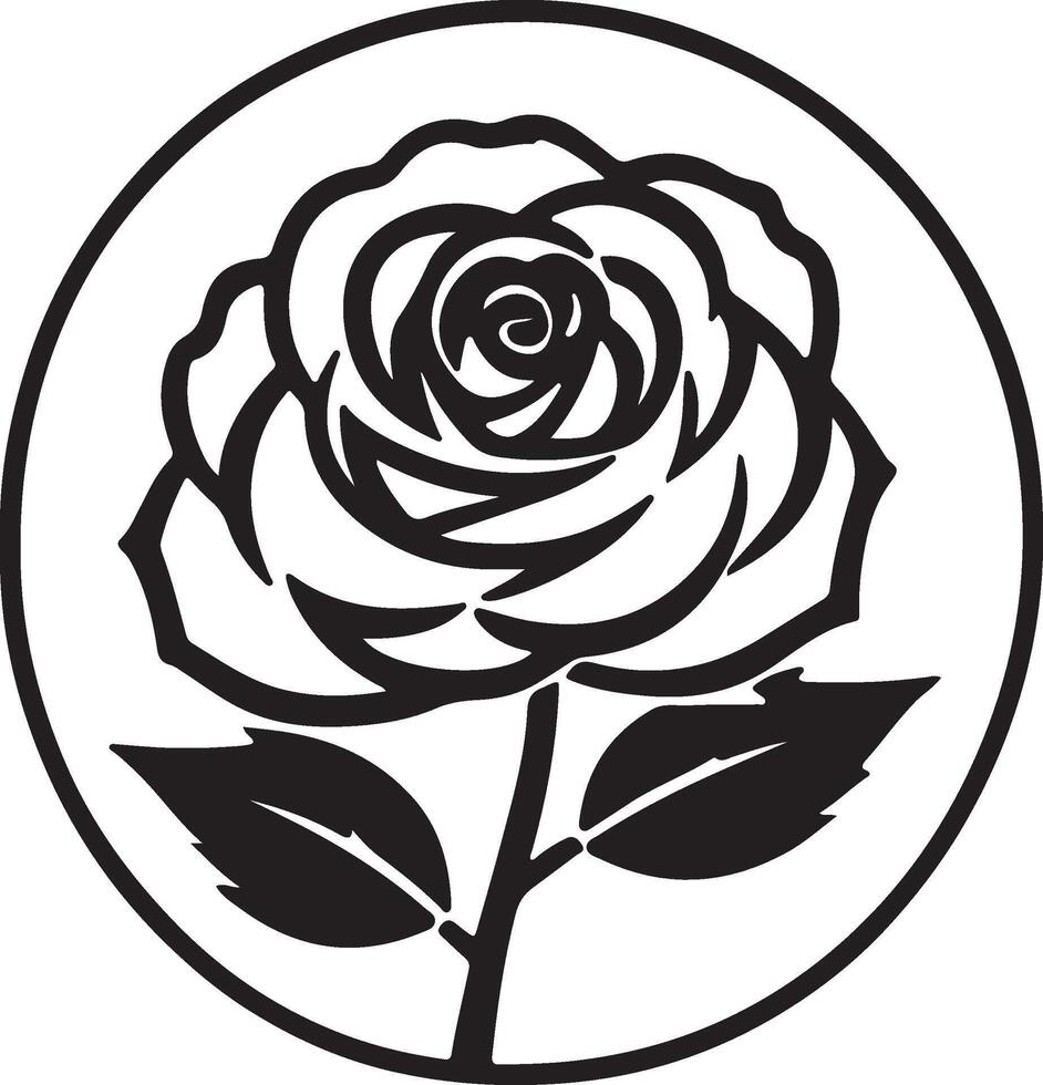Black and white illustration and stylized rose. vector
