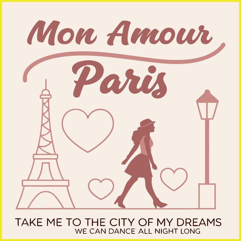 mon amour paris T-Shirt Design. vector