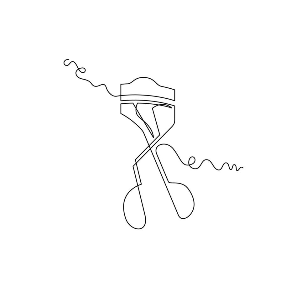 one line art eyelash curler illustration. line art, one continuous line, simple, hand drawn and sketch style. for icons, symbols, signs or logos vector
