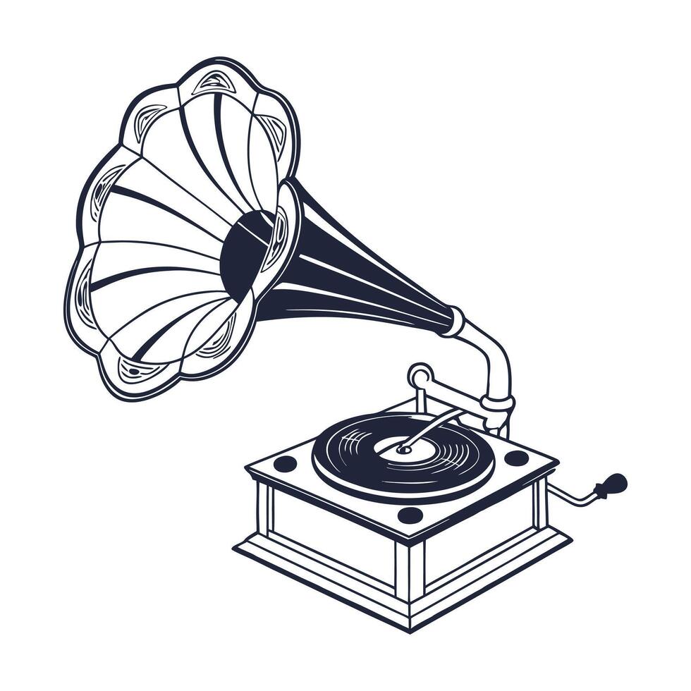 an old fashioned gramophone on a white background vector