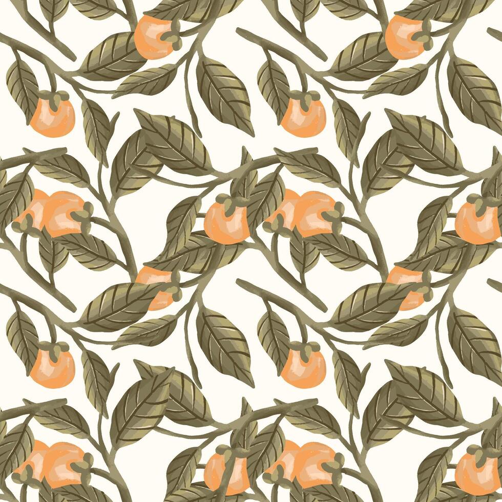 persimmon seamless pattern for textile or mid autumn illustration vector