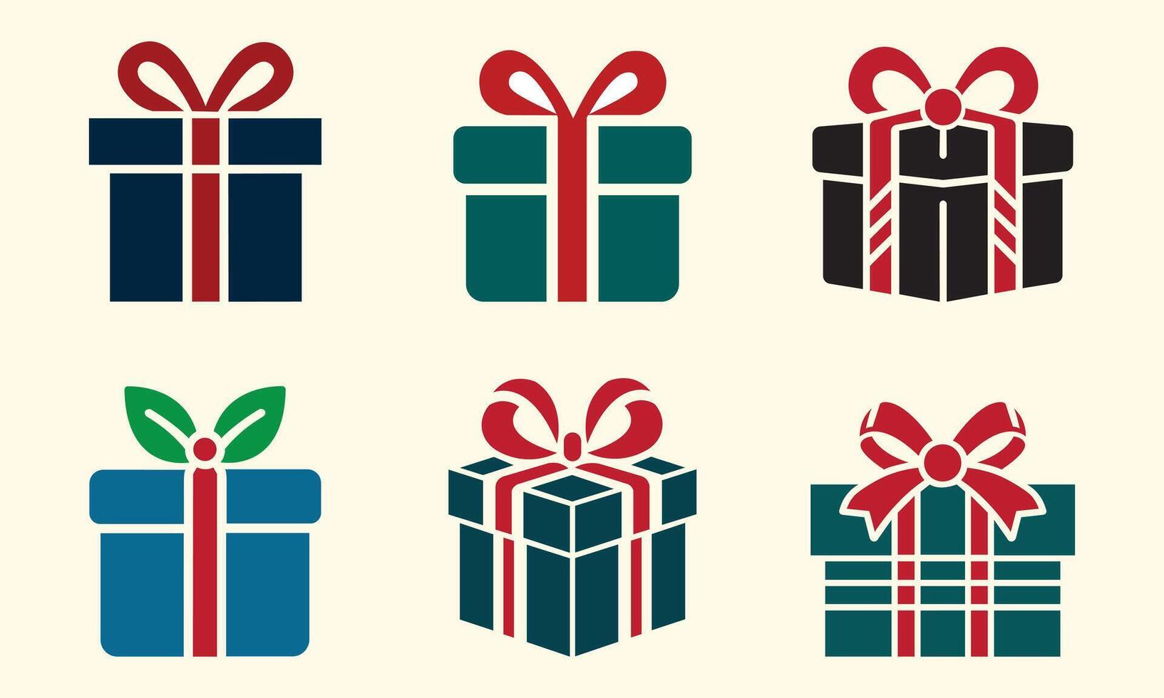 Gift box icons in Trendy Flat style. Gift boxes with ribbon icons Set. Gift box flat line silhouette set. vector
