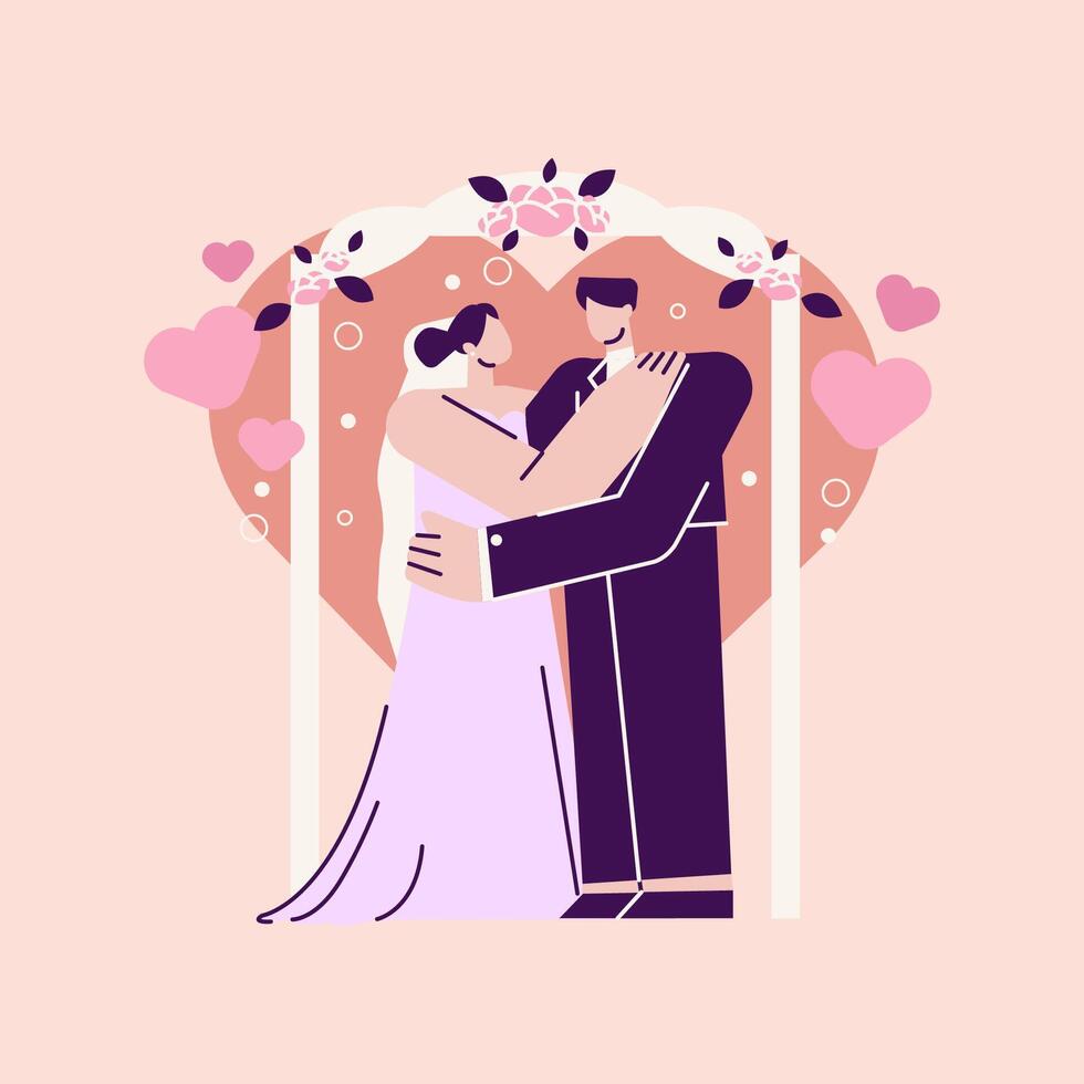 Flat Illustration of a Married Couple vector