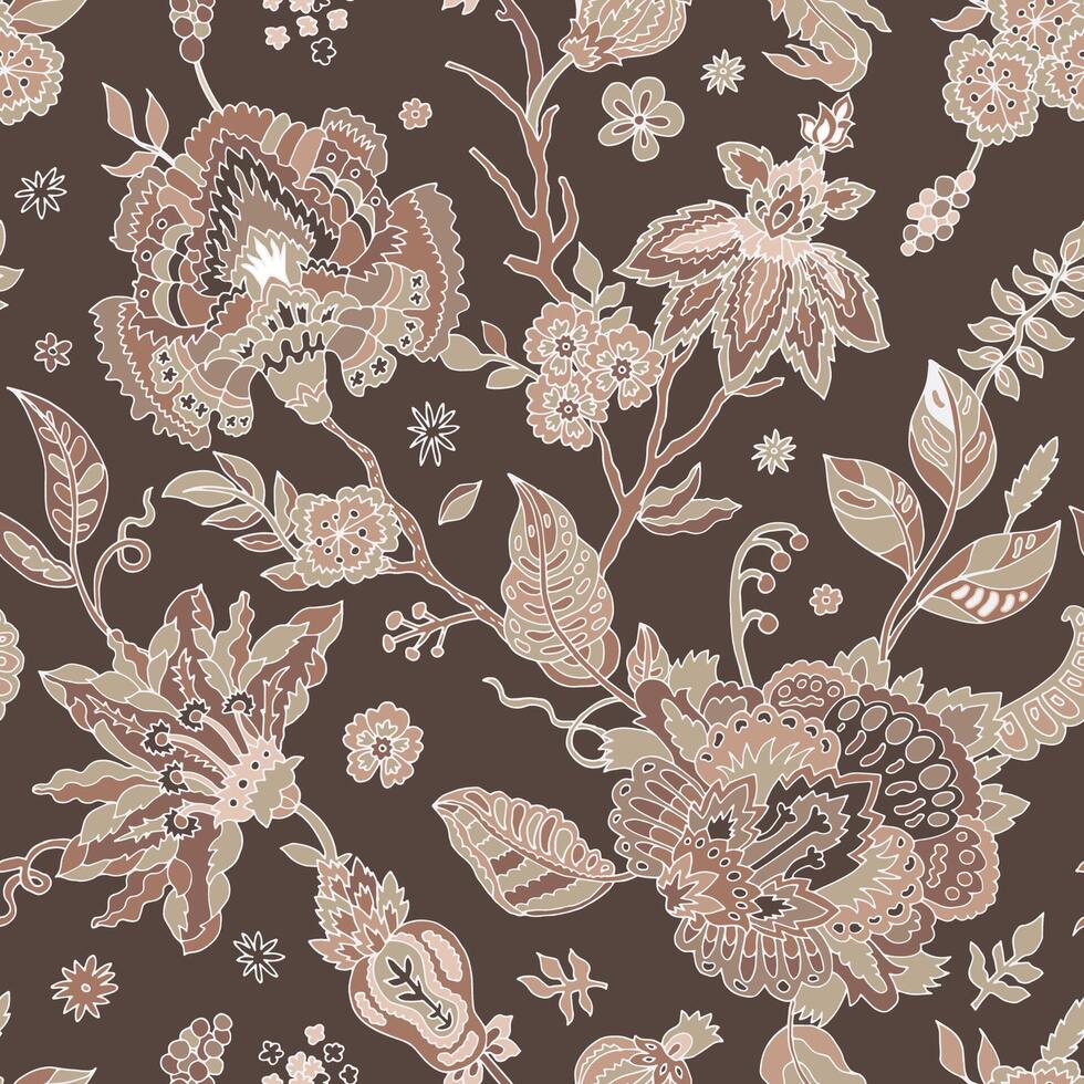 Mocha Mousse Vine Floral Pattern vector