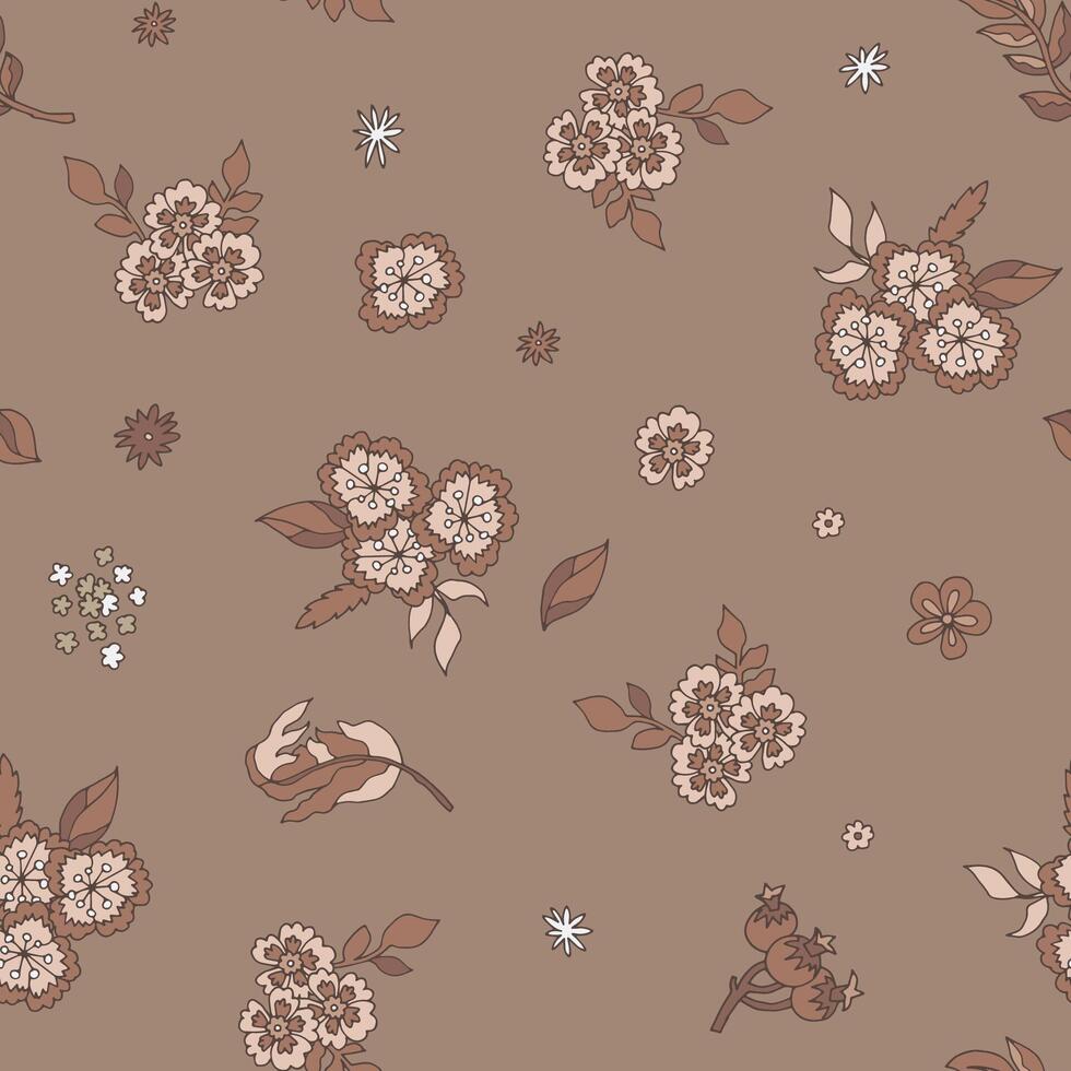 Delicate Floral Pattern Mocha Mousse vector
