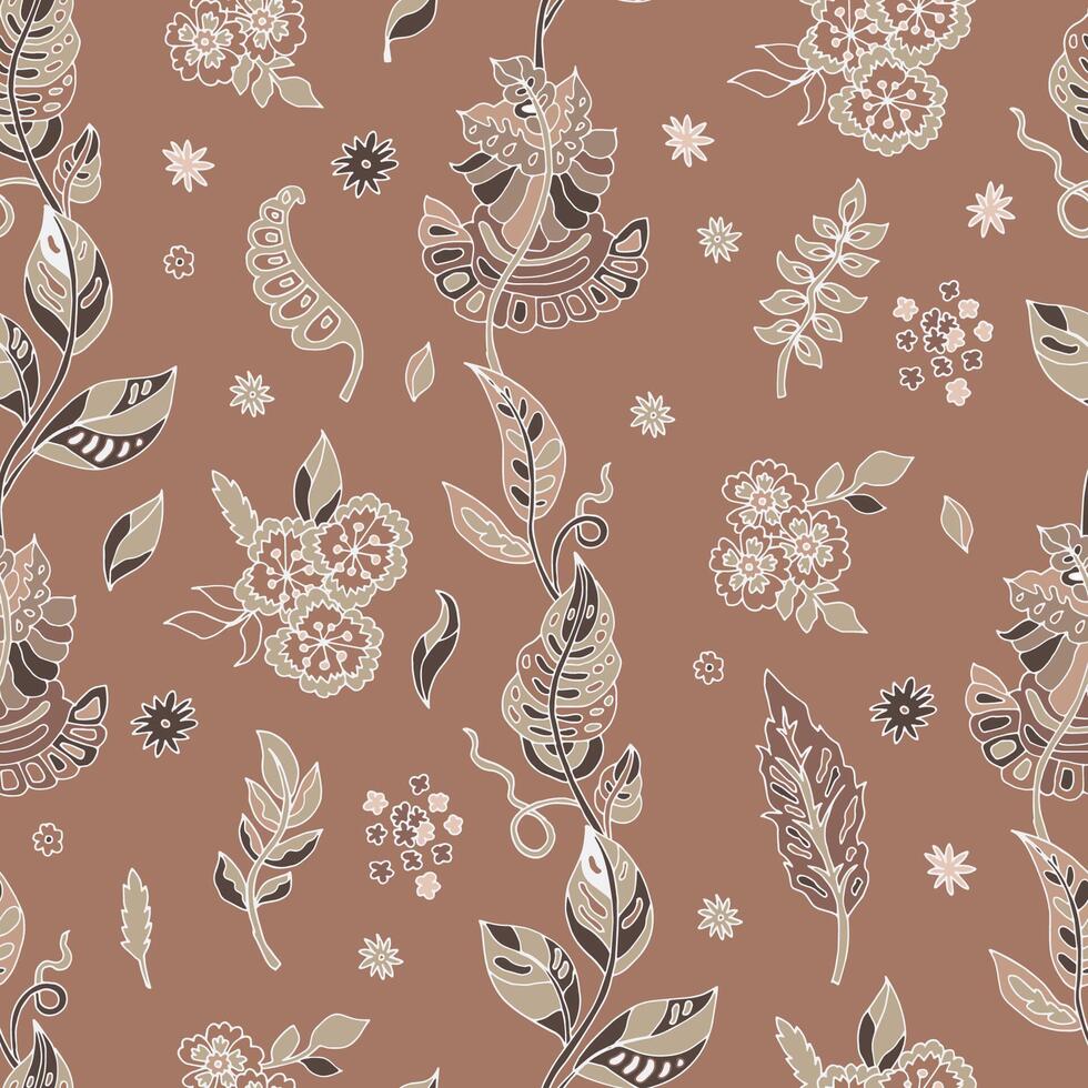 Mocha Mousse Botanical Seamless Pattern vector