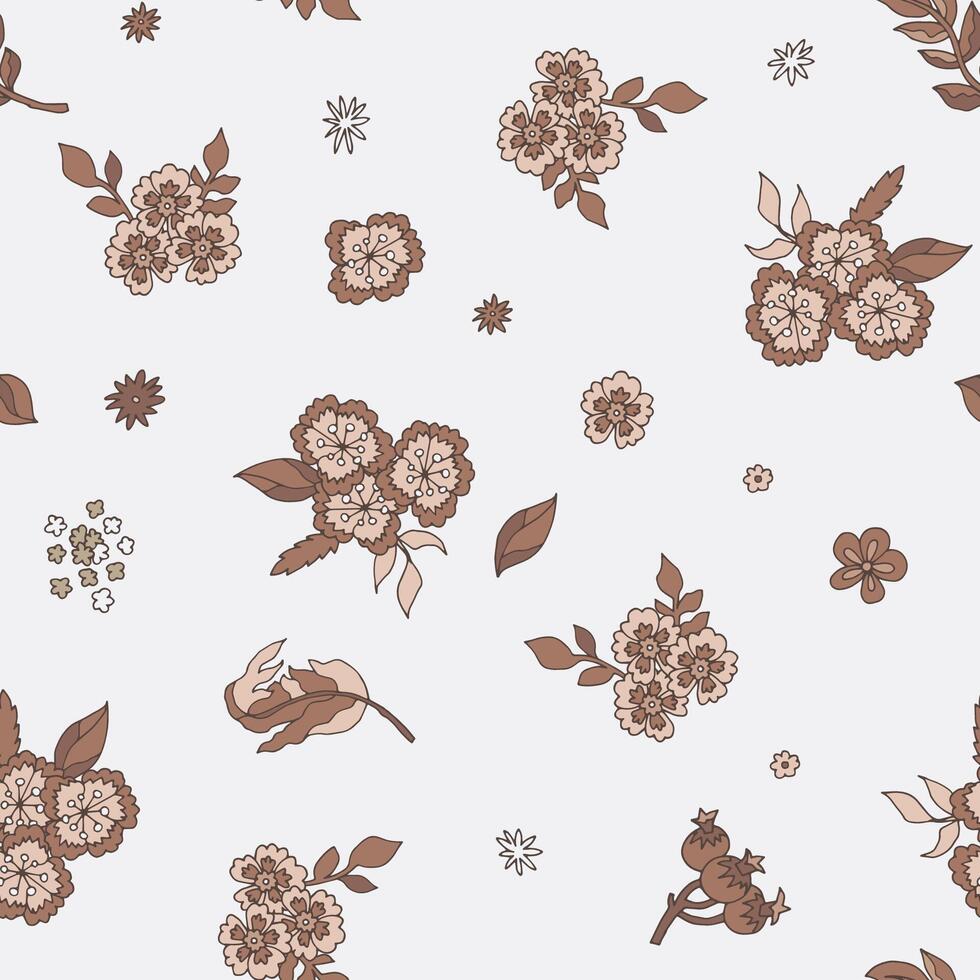 Scattered Mocha Mousse Flowers vector