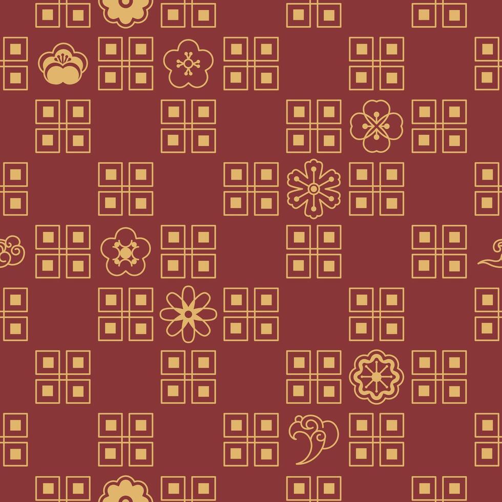 Symmetrical Floral Tile Seamless Pattern vector