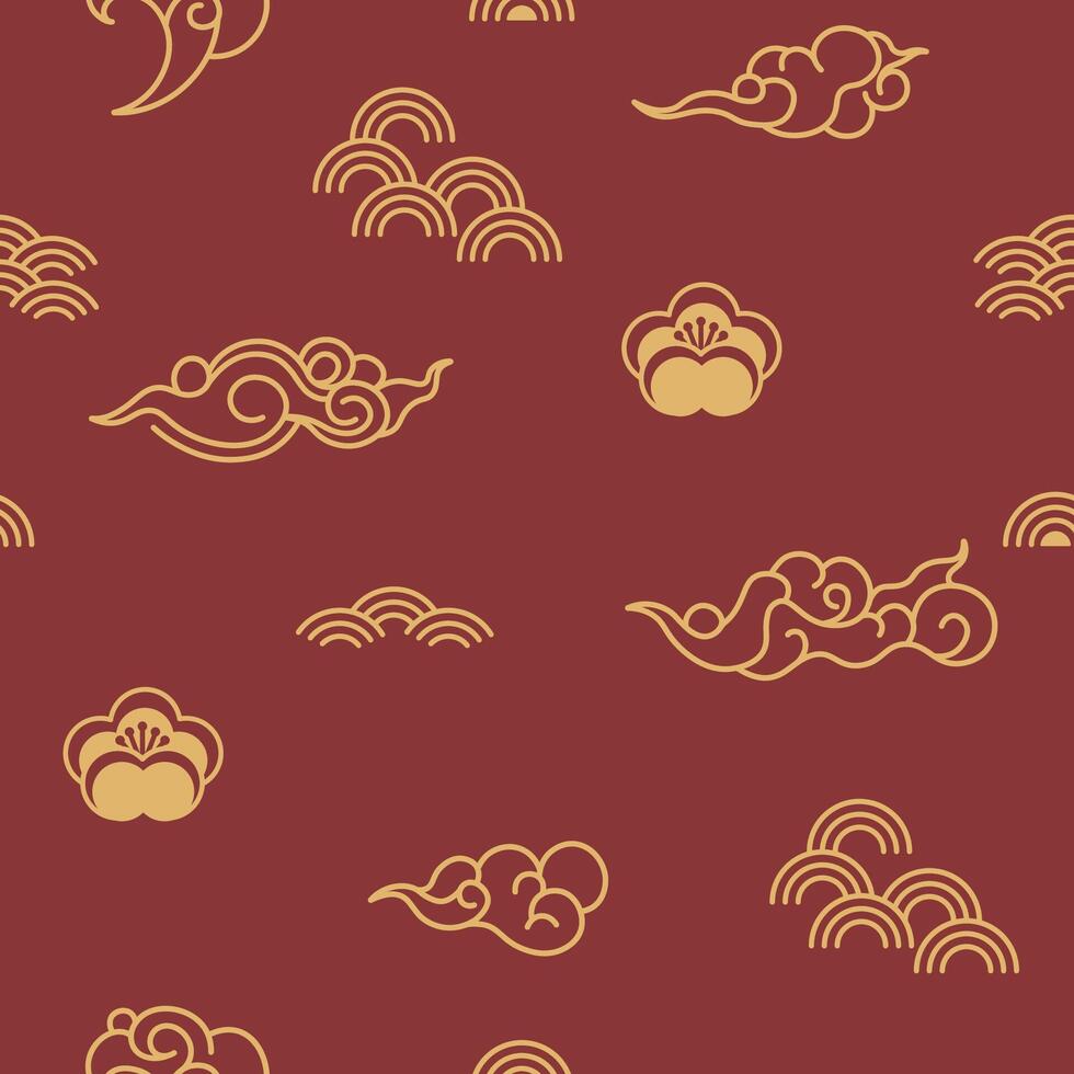 Decorative Clouds Seamless Minimal Pattern vector
