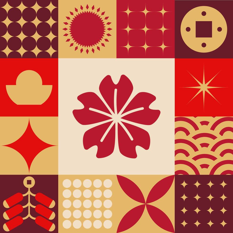 Chinese Inspired Tile Pattern Artwork vector