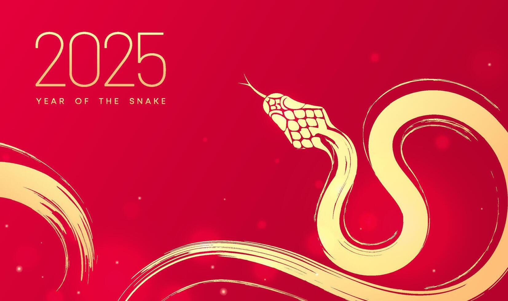 Spring Festival background design 2025 New Year hand-painted zigzag golden snake vector