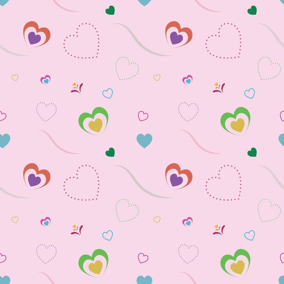 Seamless pattern with colorful heart shape, geometric round shape, beautiful color background. illustration. vector