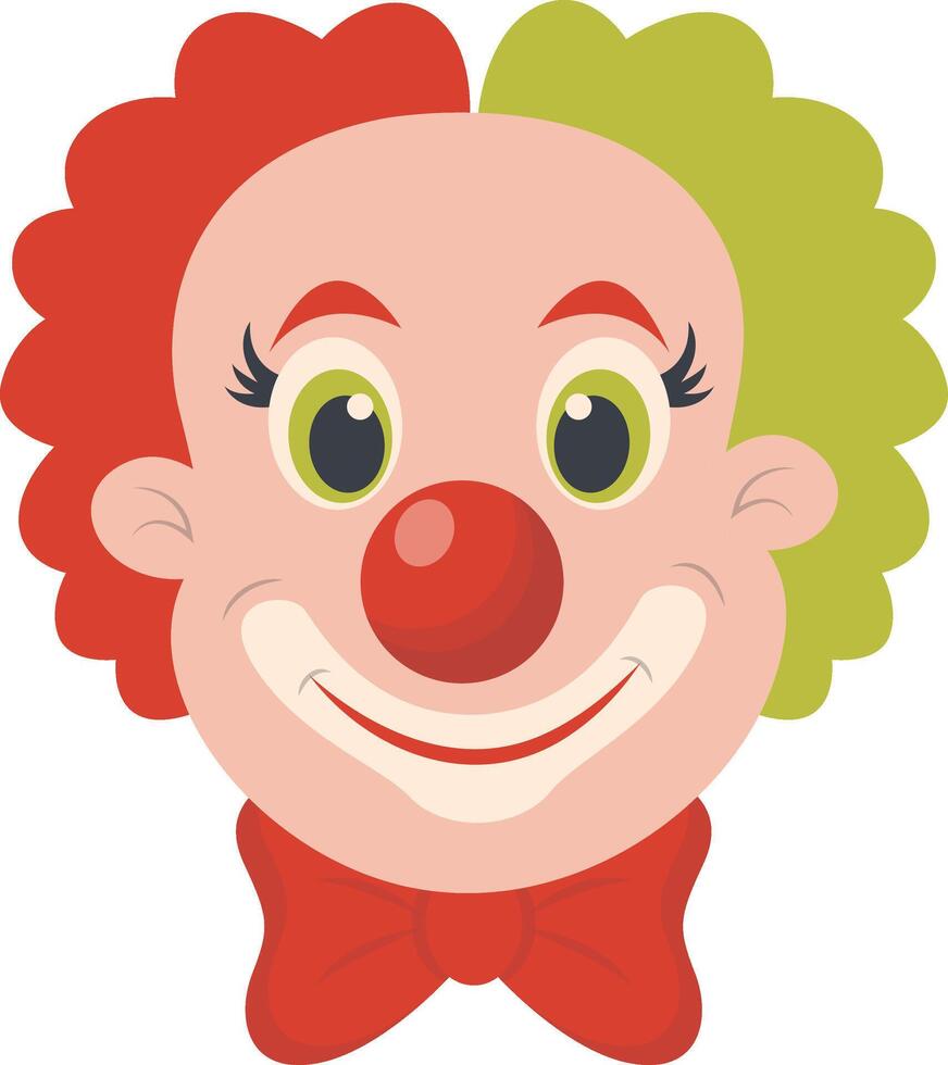Happy Clown Mask with Red and Green Hair vector