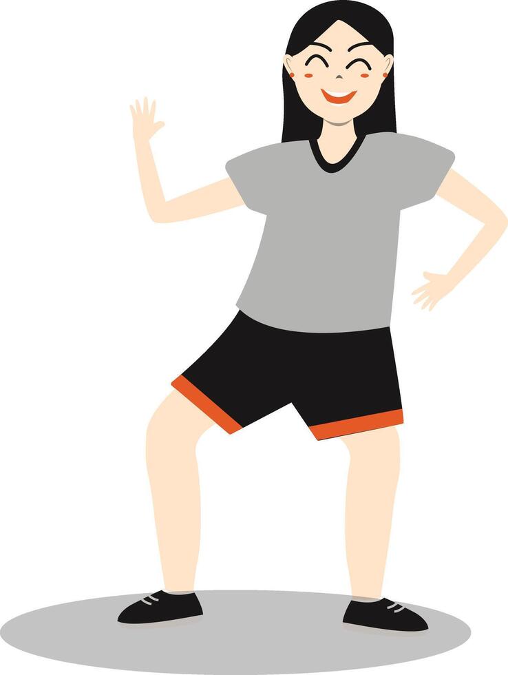 Female Dancing Character with Grey Clothes vector
