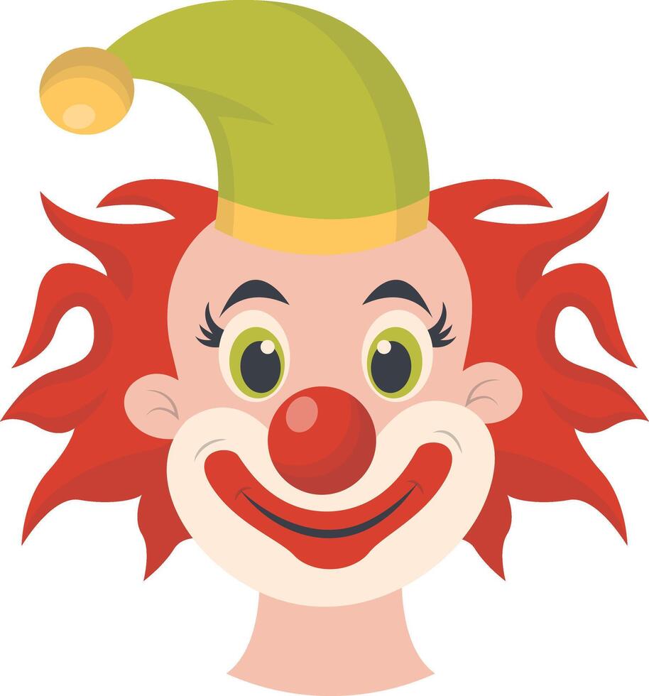 Cheerful Clown Mask with Red Hair vector