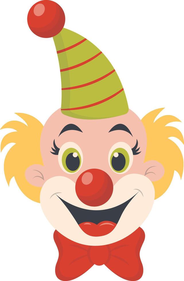 Happy Clown Mask with Red Ribbon and Hat vector