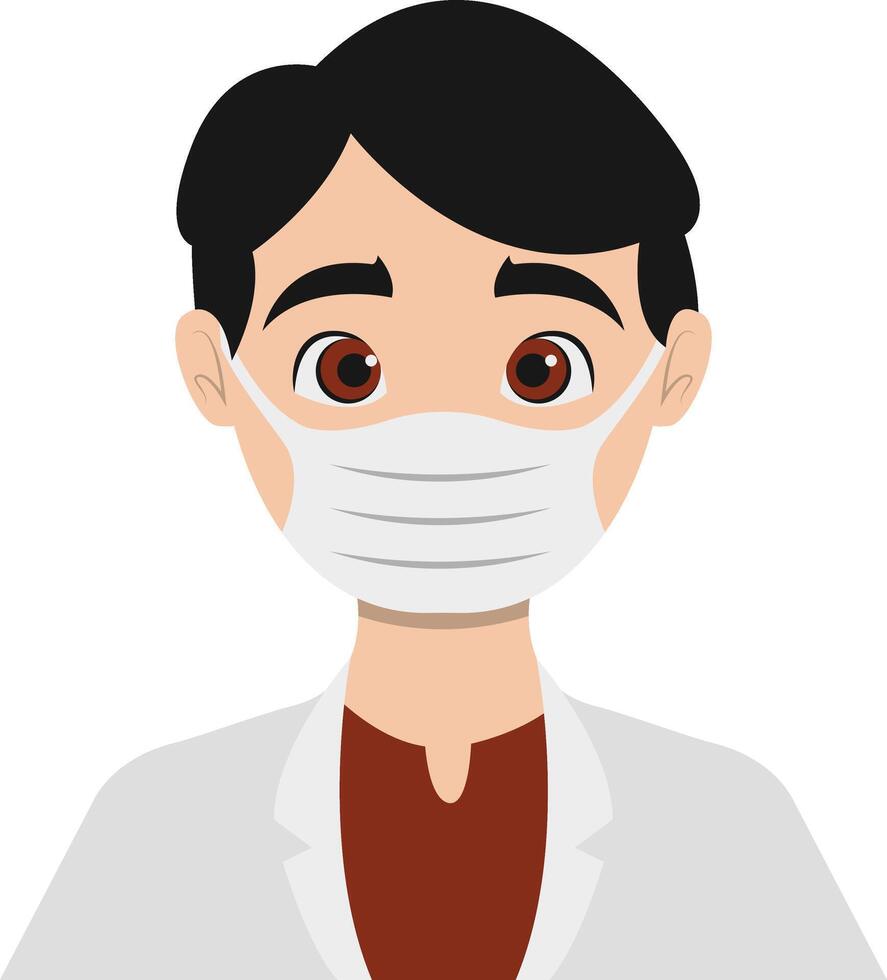 Man Nurse Character with Mask vector