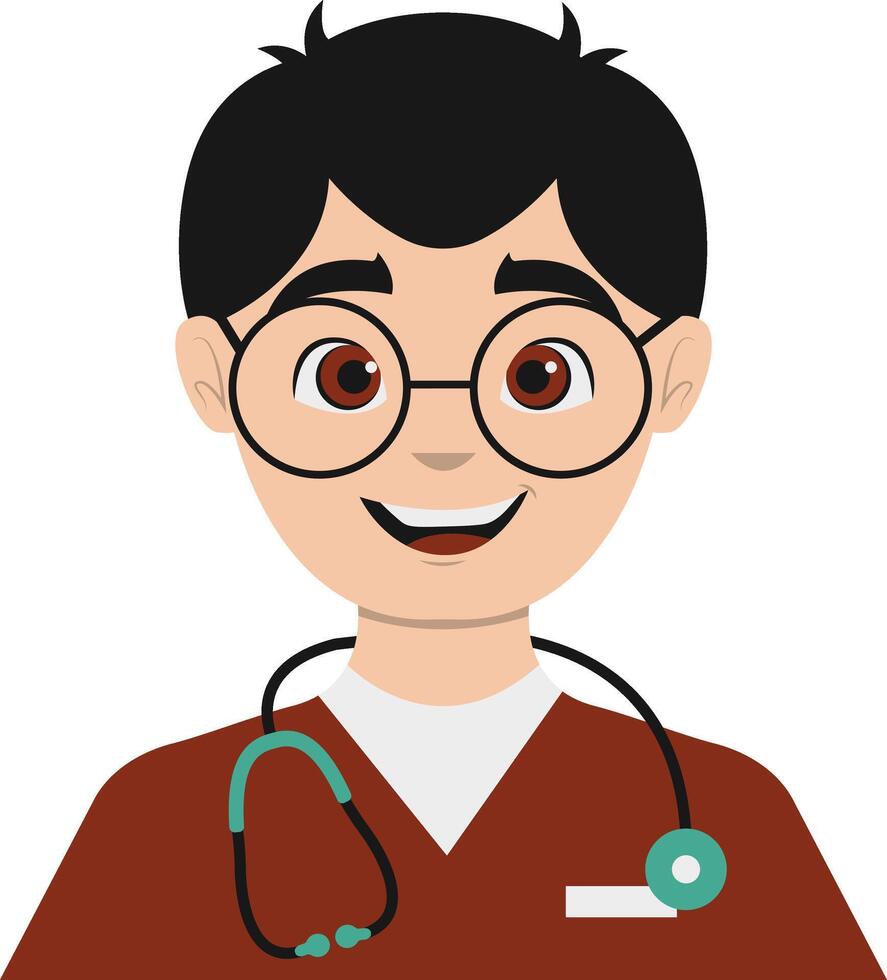 Men Nurse Illustration with Maroon Uniform and Stethoscope vector