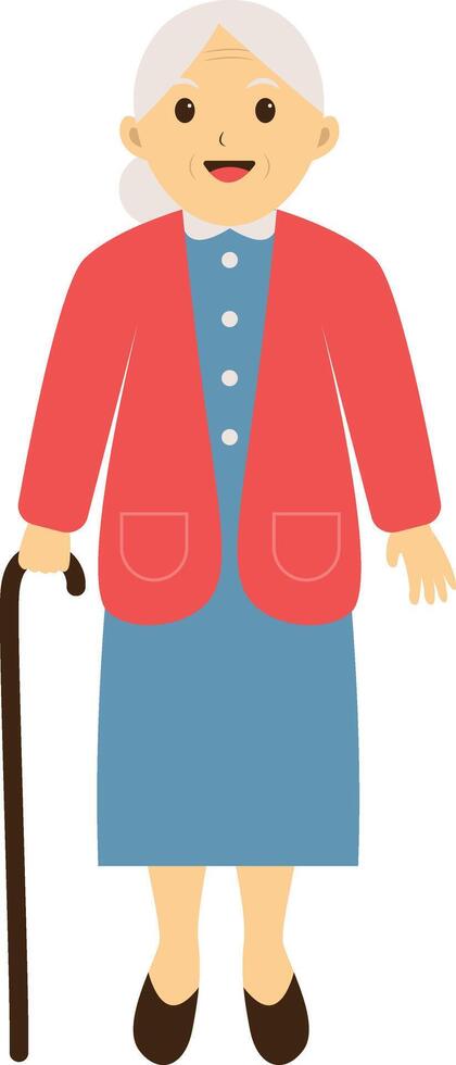 Old Woman with Red Clothes vector