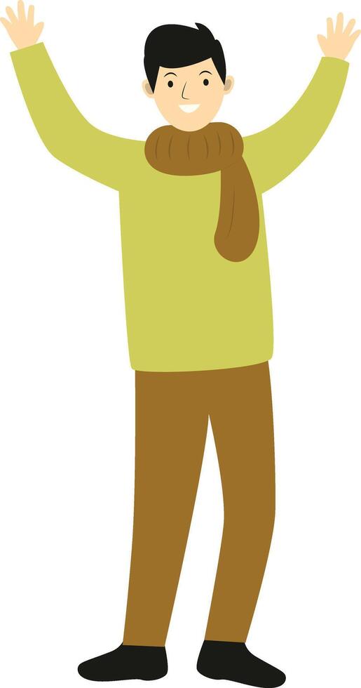 Man Walking on Autumn with Scarf vector