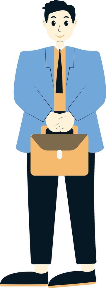Businessman Character with Blue Suit, Illustration in Flat Design vector