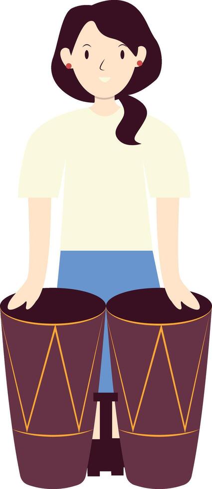 Woman Music Activity with Percussion Instrument vector