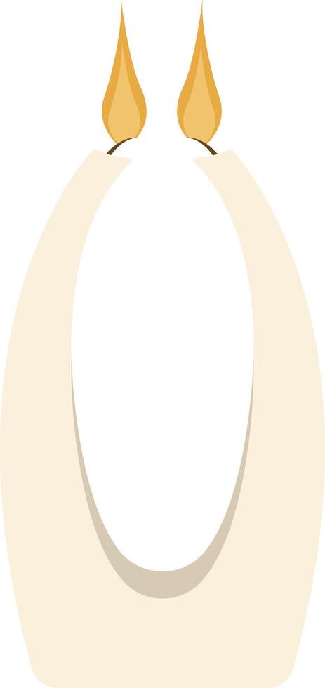 White Candle with Two Flame Wicks for Nowruz Day vector