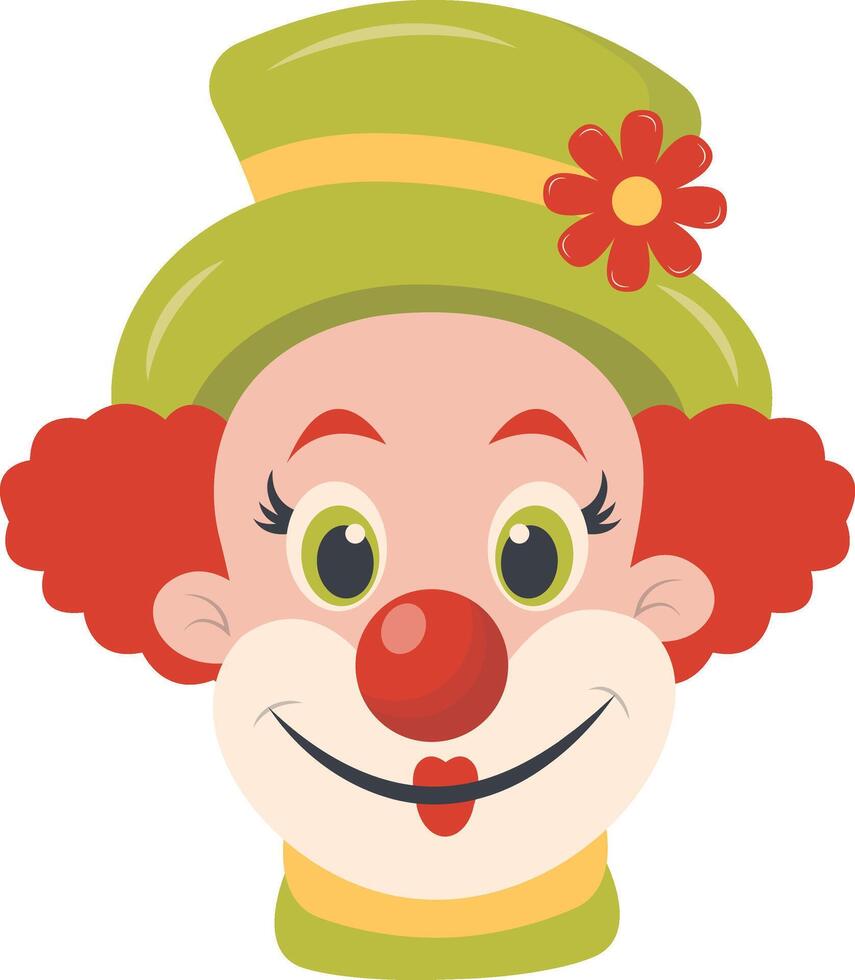 Happy Clown Mask with Green Hat and Flower Ornament vector
