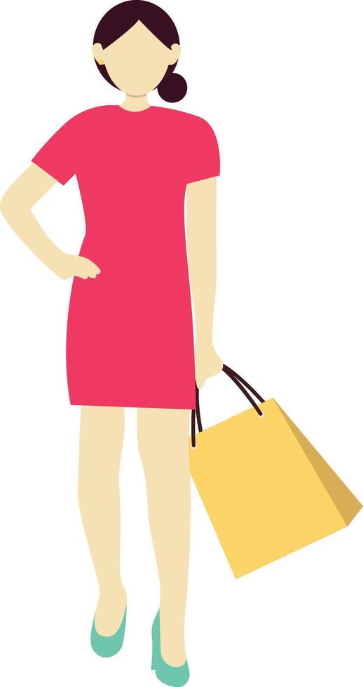 Girl Walking with Red Dress vector