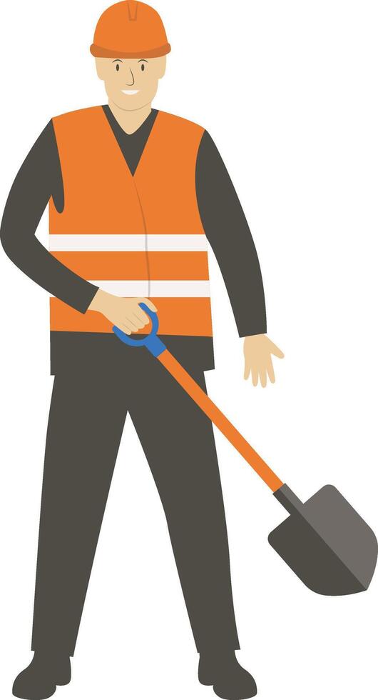 Construction Worker Carrying Shovel vector