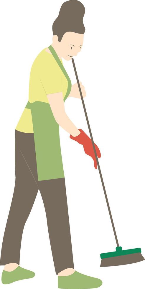 Woman with Mop Washing the Floor vector