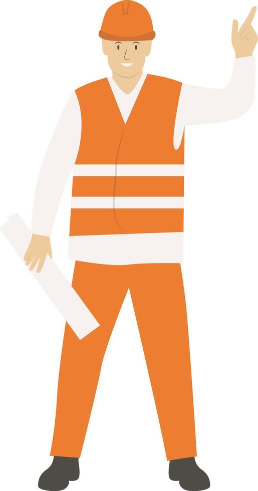 Construction Worker Carrying Architect Paper vector