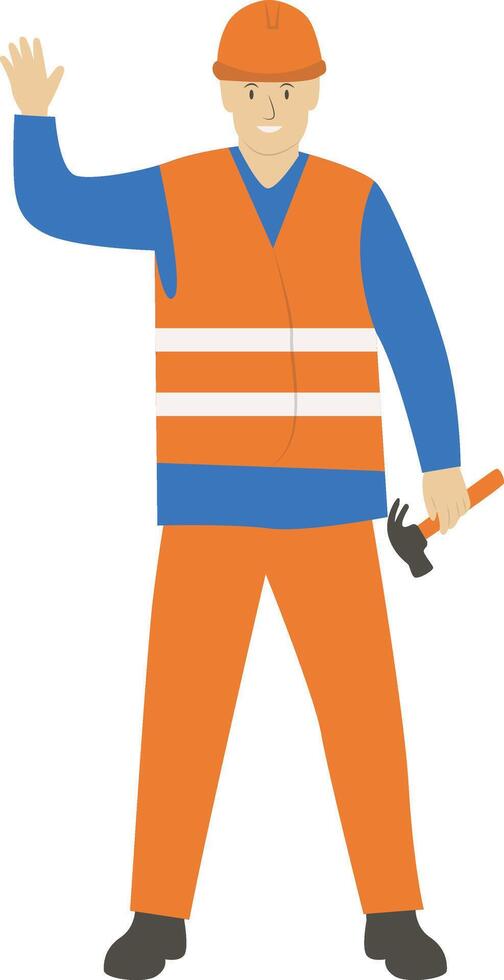 Construction Worker Holding Hammer vector