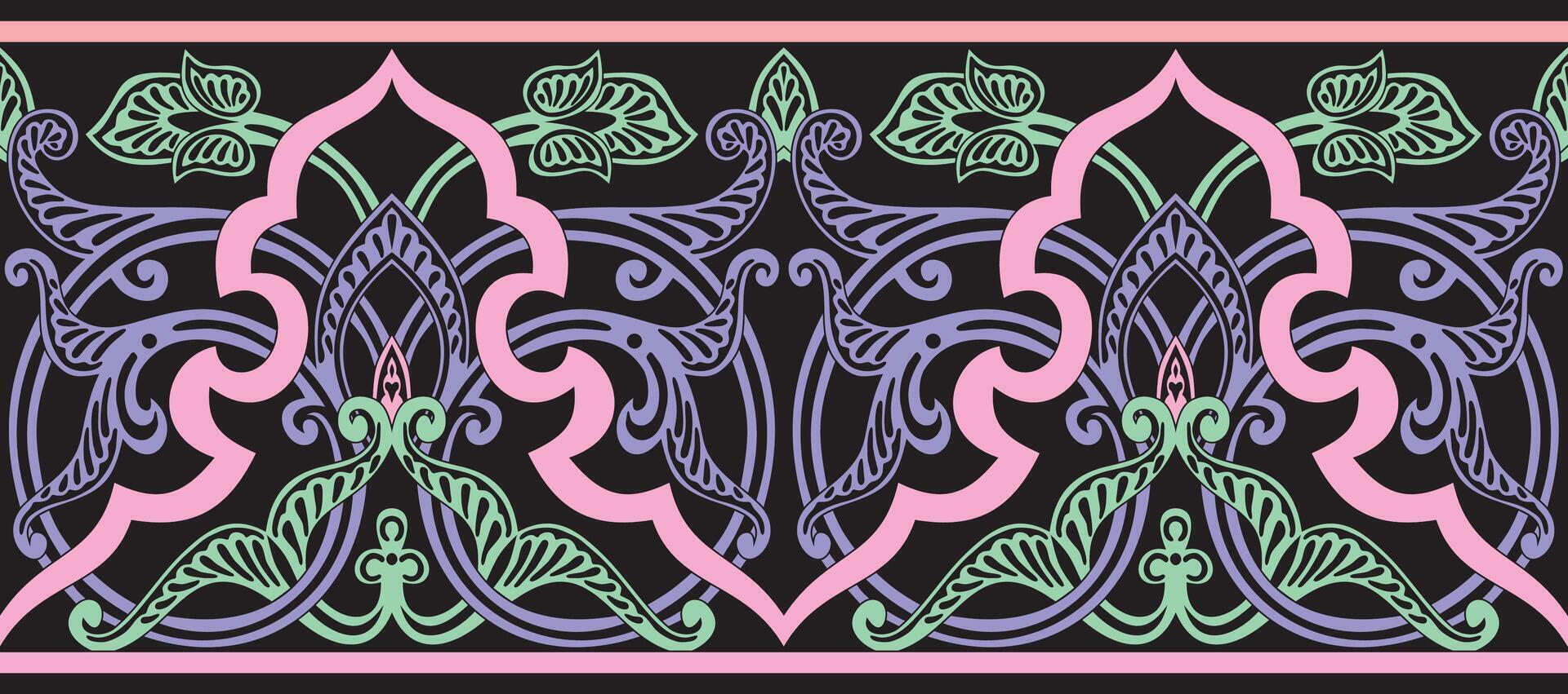seamless colorful oriental ornament. Endless Arabic patterned border, frame. Persian painting. vector