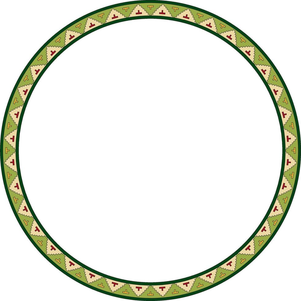 colored round Byzantine border, frame. Circle Greek pattern, Drawing of the Eastern Roman Empire. Decoration of the Russian Orthodox Church. vector